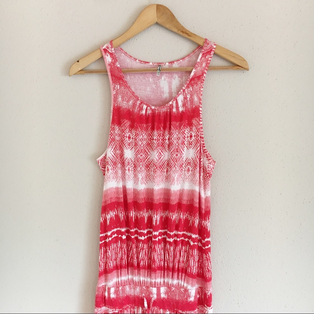 Seven7 Red and White Printed Sleeveless Maxi Dress